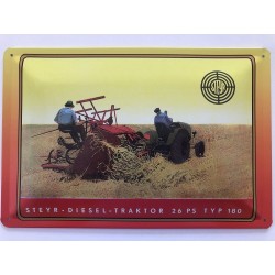 Steyr Diesel Traktor 26 PS Typ 180 - Blechschild 18 x 12 cm