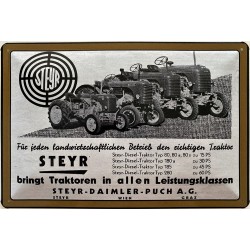 Steyr bringt Traktor in allen Leistungsklassen - Blechschild 18 x 12 cm