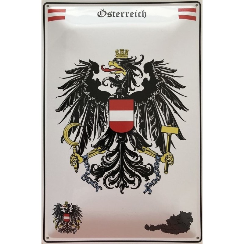 Wappen Österreich Adler - Blechschild 18 x 12 cm Wappen Österreich Adler - Blechschild 18 x 12 cm