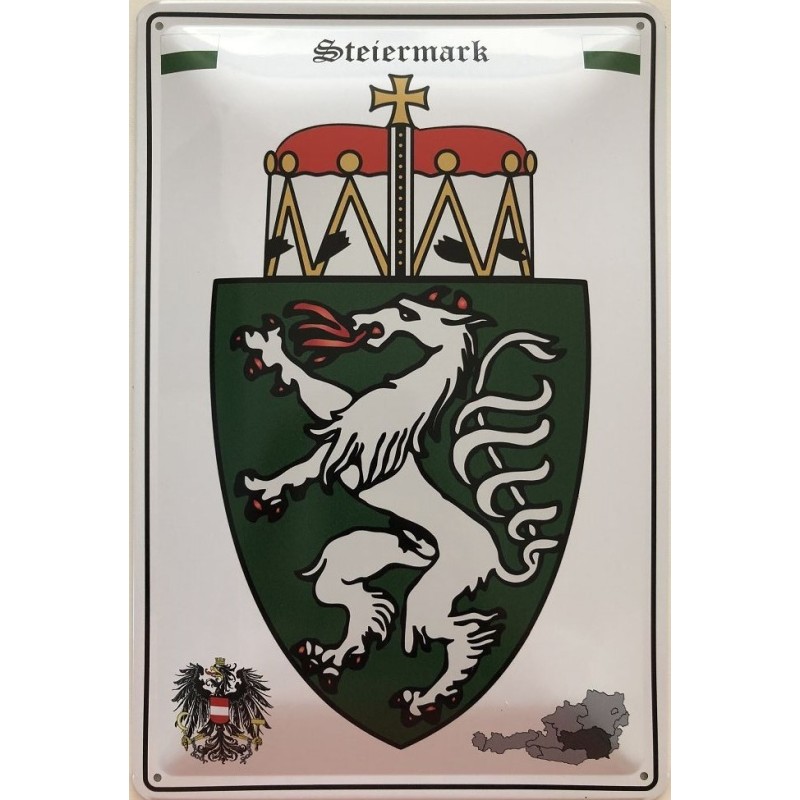 Steiermark Wappen Österreich - Blechschild 18 x 12 cm Steiermark Wappen Österreich - Blechschild 18 x 12 cm