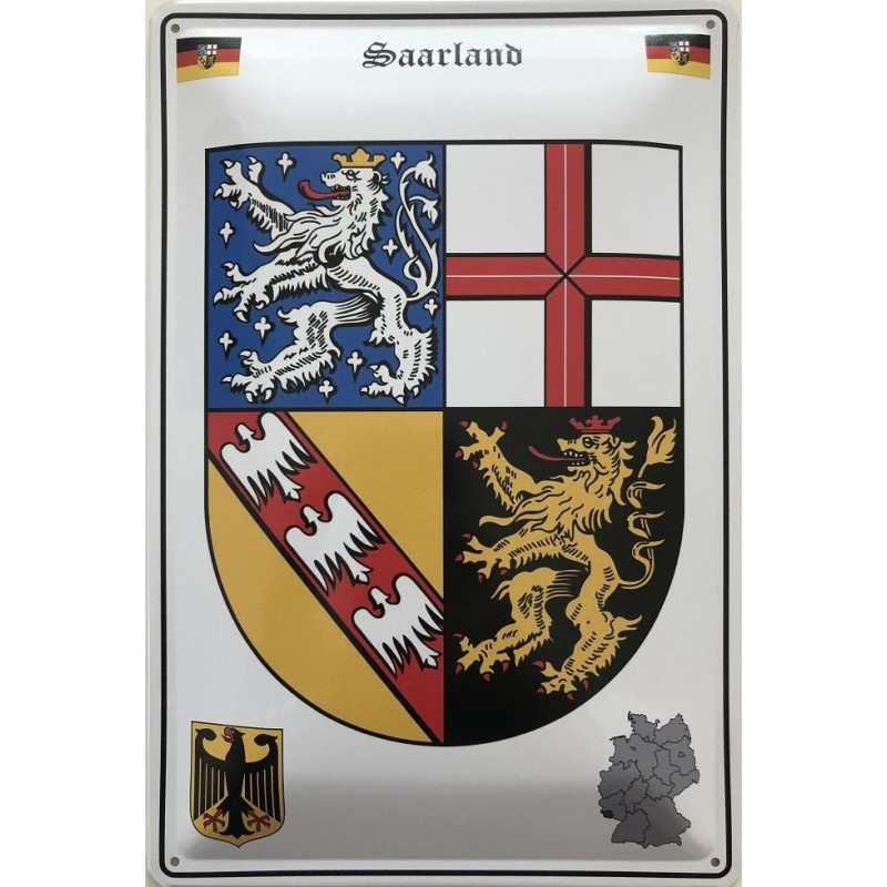 Saarland Wappen Deutschland - Blechschild 18 x 12 cm Saarland Wappen Deutschland - Blechschild 18 x 12 cm