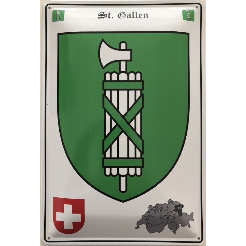 St.Gallen Wappen Schweiz - Blechschild 18 x 12 cm St.Gallen Wappen Schweiz - Blechschild 18 x 12 cm
