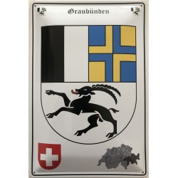 Graubünden Wappen Schweiz - Blechschild 18 x 12 cm