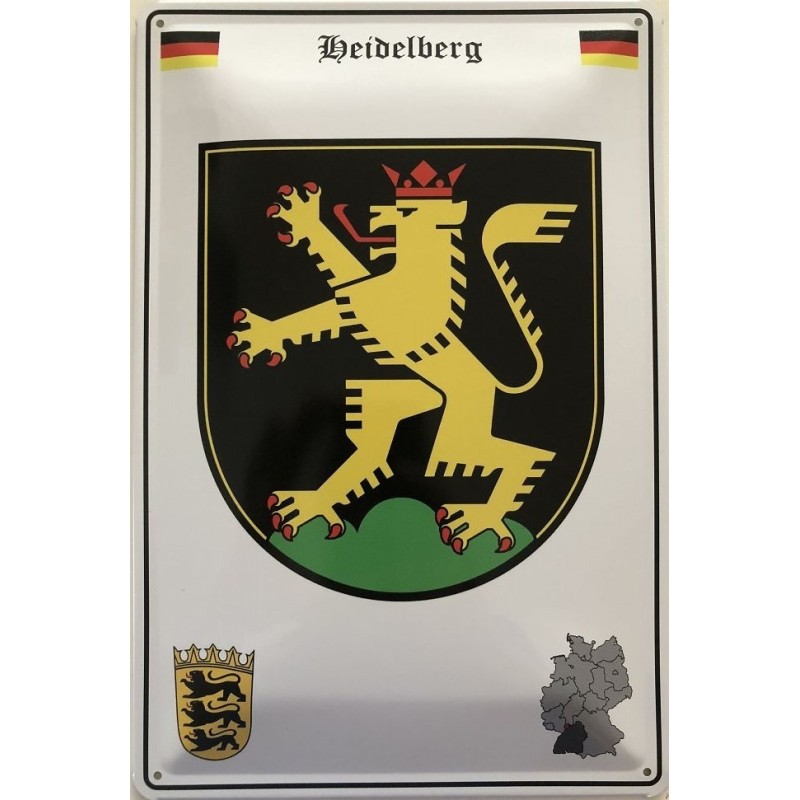 Heidelberg Stadt Wappen Deutschland - Blechschild 18 x 12 cm
