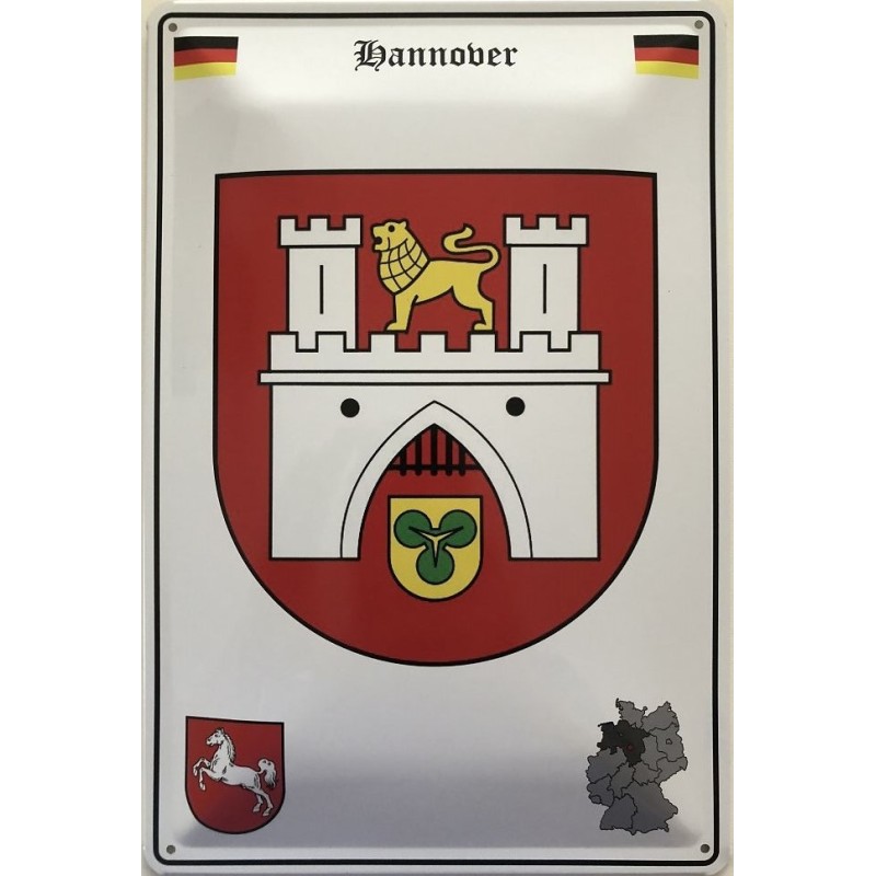 Hannover Stadt Wappen Deutschland - Blechschild 18 x 12 cm Hannover Stadt Wappen Deutschland - Blechschild 18 x 12 cm