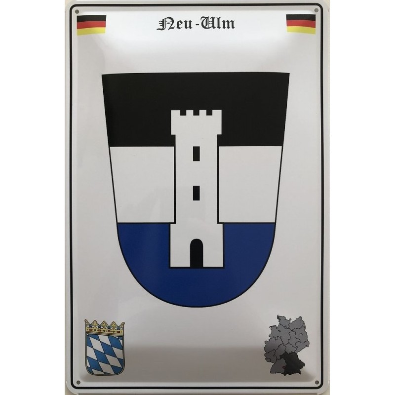 Neu Ulm Wappen Deutschland - Blechschild 18 x 12 cm Neu Ulm Wappen Deutschland - Blechschild 18 x 12 cm