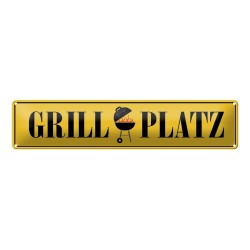 Grillplatz BBQ - Blechschild 46 x 10 cm
