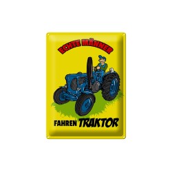 Blechschild 40 x 30 cm Echte Männer fahren Traktor blau