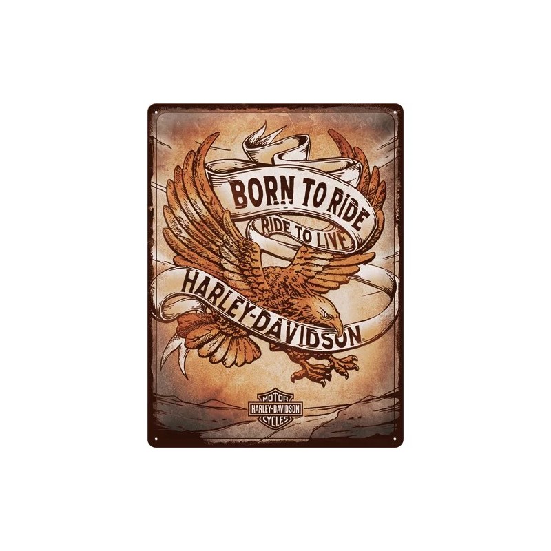 Harley Davidson Born to ride ride to live Blechschild 40 x 30 cm Harley Davidson Born to ride ride to live Blechschild 40 x 30 cm