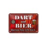 Dart und Bier, darum bin ich hier - Blechschild 18 x 12 cm