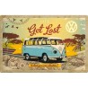 VW Bulli Let`s Get Lost Blechschild XXL 60 x 40 cm