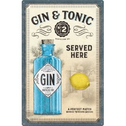 Gin Tonic served here Blechschild XXL 60 x 40 cm