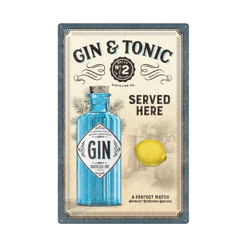 Gin Tonic served here Blechschild XXL 60 x 40 cm Gin Tonic served here Blechschild XXL 60 x 40 cm