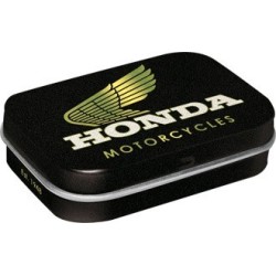 Honda Logo schwarz Pillendose gefüllt mit Pfefferminz