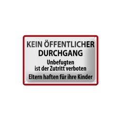 Warnschild Kein Öffentlicher Durchgang - Blechschild 18 x 12 cm