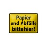 Warnschild  Papier und Abfälle bitte hier ! ! - Blechschild 18 x 12 cm
