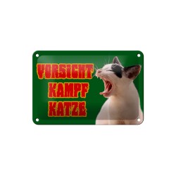 Vorsicht Kampf Katze ! - Blechschild 18 x 12 cm