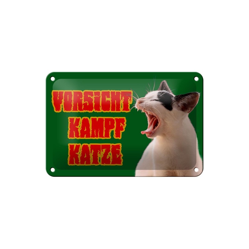 Vorsicht Kampf Katze ! - Blechschild 18 x 12 cm Vorsicht Kampf Katze ! - Blechschild 18 x 12 cm