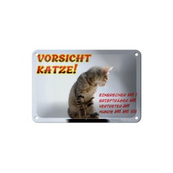 Vorsicht Katze ! - Blechschild 18 x 12 cm