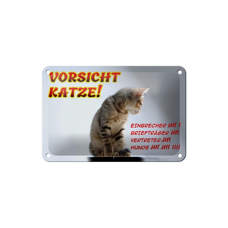 Vorsicht Katze ! - Blechschild 18 x 12 cm Vorsicht Katze ! - Blechschild 18 x 12 cm