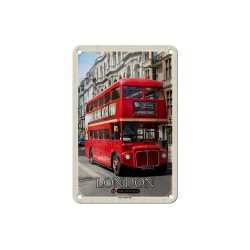United Kingdom London England Red Bus - Blechschild 18 x 12 cm