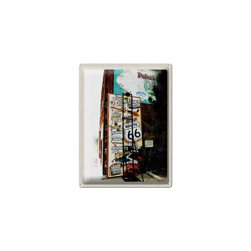 Straße Route 66 Zeichnung - Blechschild 40 x 30 cm