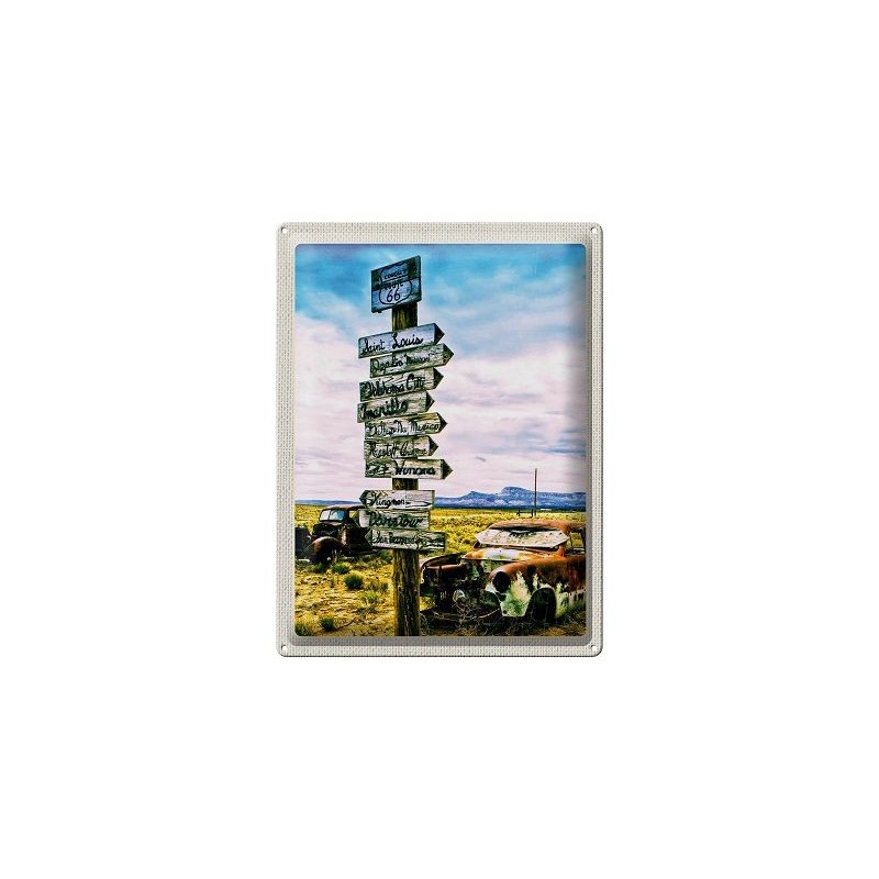 Wegweiser auf der Route 66 - Blechschild 40 x 30 cm Wegweiser auf der Route 66 - Blechschild 40 x 30 cm