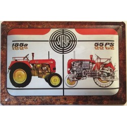Steyr Traktor 55PS Typ 185a - Blechschild 18 x 12 cm