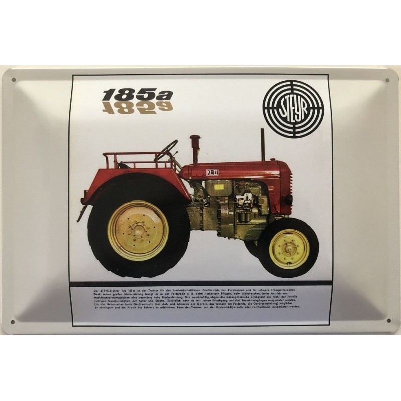 Steyr Diesel Traktor Typ 185a - Blechschild 18 x 12 cm Steyr Diesel Traktor Typ 185a - Blechschild 18 x 12 cm